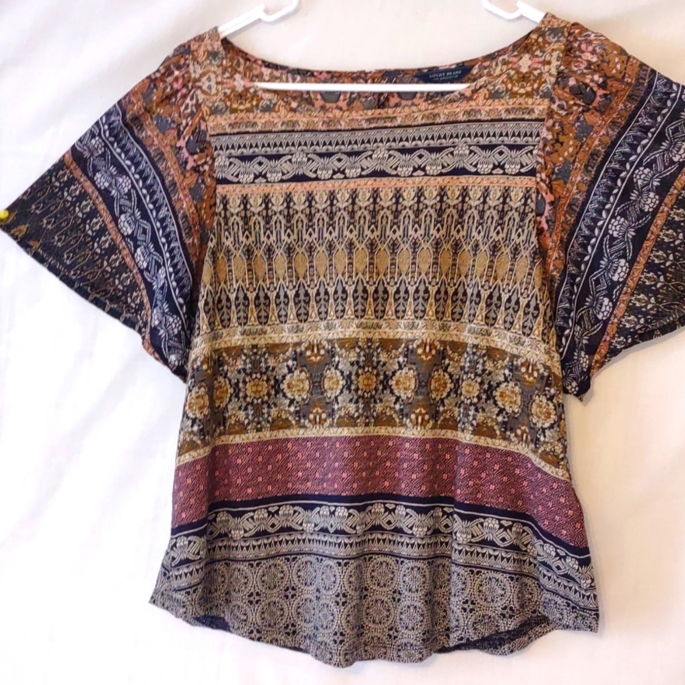 Lucky Brand Boho Blouse, Sz 6, Multi-Colored, NWOT